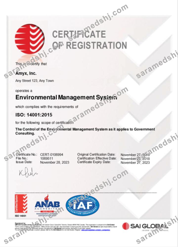 Australia SAI GLOBAL certificate of business registration Word and PDF template